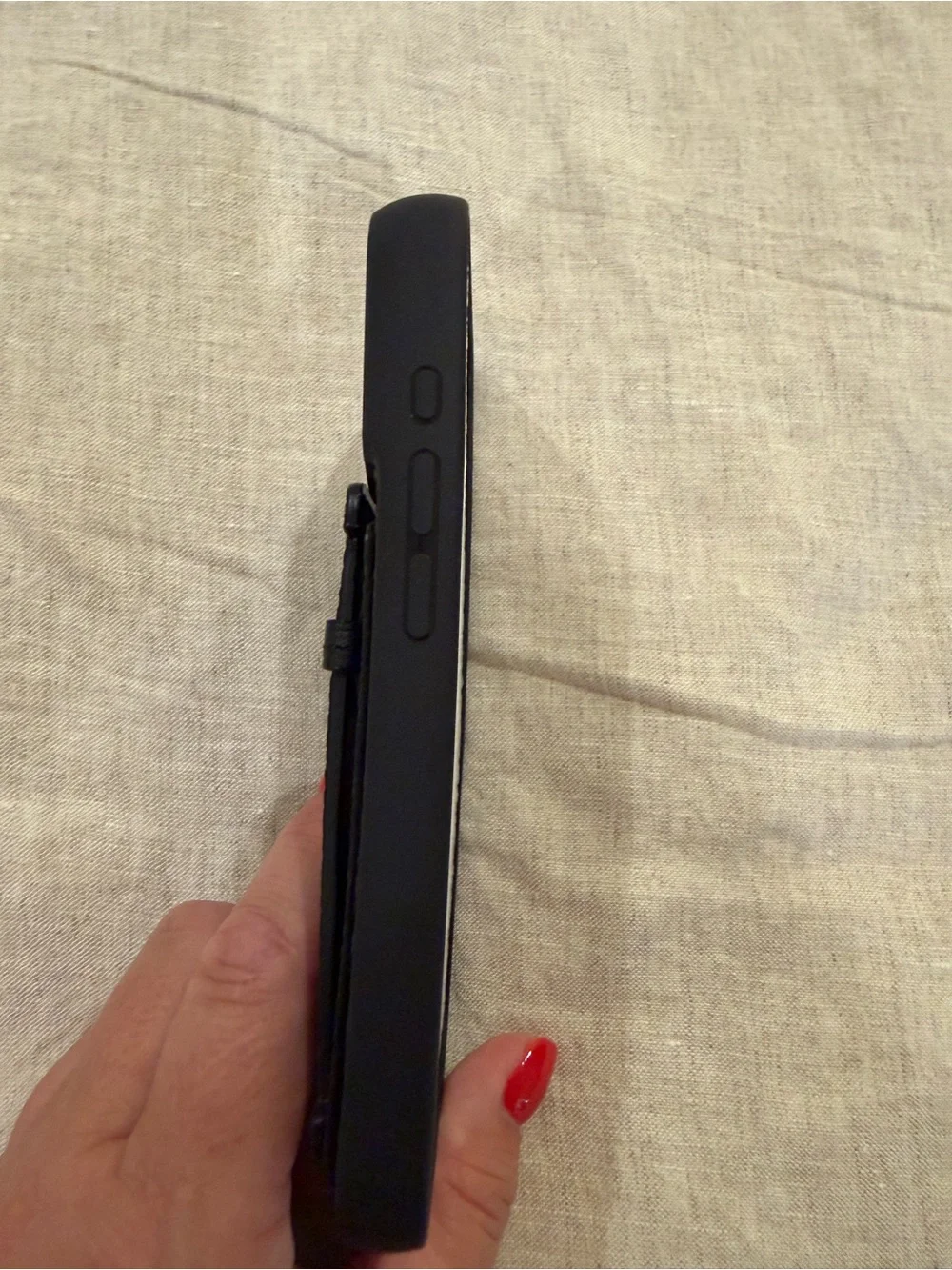Black Leather Card Wallet Phone Case with Secure Strap
